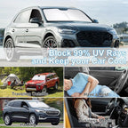 3PCS Car Window Shades Front Windshield Sun Shade Foldable Window Shade Custom Fit for 2019-2024 Audi Q5 Accessories Car Shades for Front Windows Anti-UV Rays Block Heat