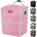 Car Trash Can with Lid, Cute Leakproof Car Trash Garbage Bag Hanging Vehicle Trash Bin Small Portable Automotive Garbage Cans Organizer for Back/Front Seat/Console(2.8 gal,Pink