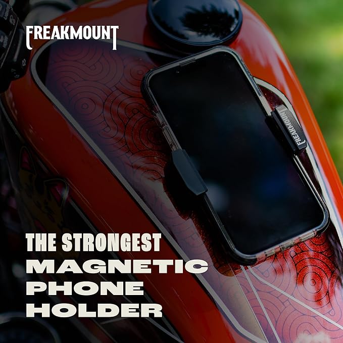 FREAKMOUNT 2.0 Magnetic Motorcycle Phone Mount - Compatible with Harley Davidson - Premium Billet Aluminum Holder for Gas Tank, High-Speed Magnet Accessories - Fits Most Phones, Black