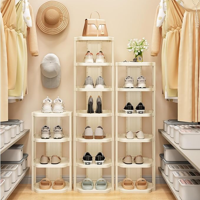 Kitstorack Vertical Shoe Rack: 5 Tiers Stackable Shoe Rack for Closet DIY Free Standing Shoe Organizer Small Shoe Shelf for S