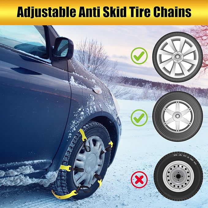 20 Pcs Anti Slip Snow Chains for Tire Emergency Universal Adjustable Mud Ice Sand Tire Chains for Car Suv Truck Lawn Winter S