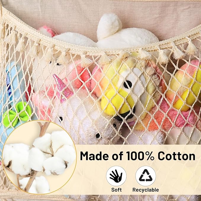 Over The Door Stuffed Animal Storage, Cotton Toy Organizer for Storage Plush Toys,Baby Supplies, Stuffed Animal Holder with 4
