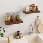 Fun Memories Floating Shelves for Wall, 20Inch Floating Shelves Set of 2, Hanging Shelf with Invisible Brackets, Wood Shelves