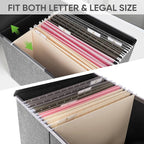 BALEINE File Organizer Box with Lid, Collapsible File Folder Organizer with Plastic Slide, Hanging File Folder Box for Office