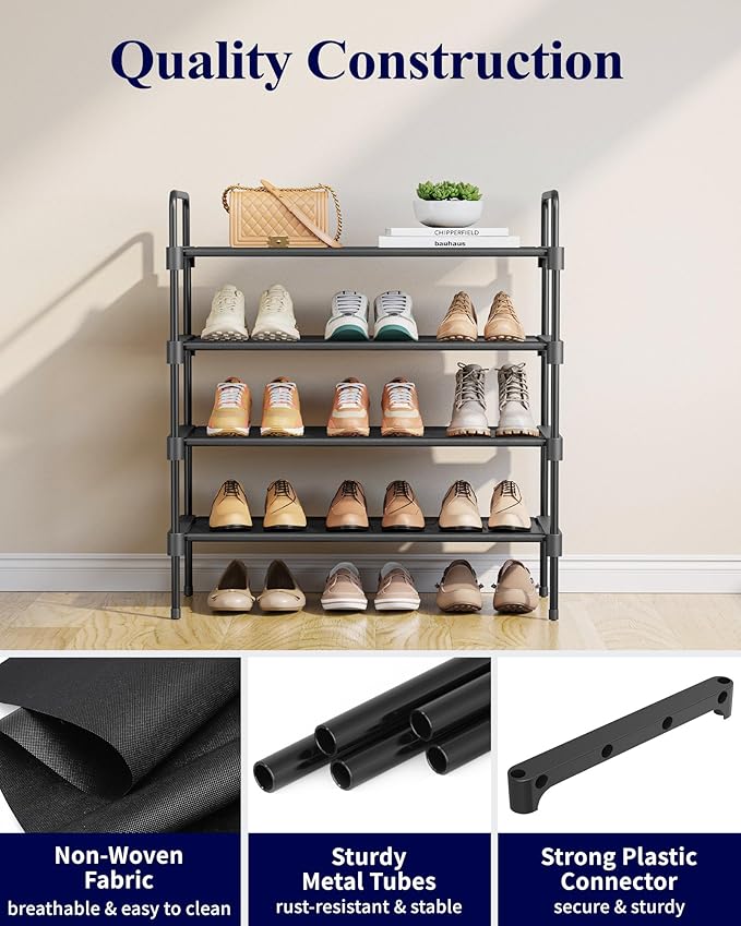 Kitsure Shoe Rack for Closet, Shoe Organizer for Front Door Entrance, Stackable Shoe Shelf, Detachable Closet Organizers and 
