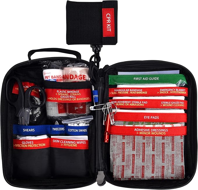 Compact First Aid Kit for Emergency - Basic Emergency Kit for Dorm,Hiking, Backpacking, Camping, Traveling, and Cycling -Smal