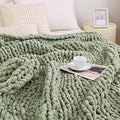 Admitrack Chunky Knit Blanket Throw, 100% Hand Knit Chenille Throw Blanket for Sofa & Home Decor, Soft and Cozy Knitted Throw