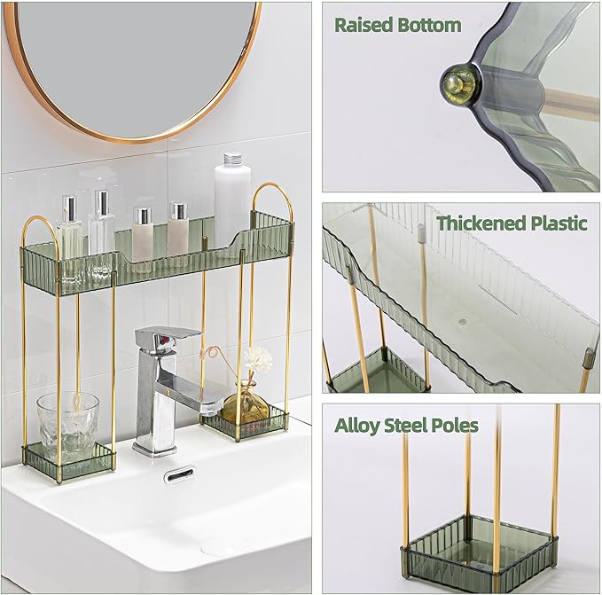 YCIA&DONE Bathroom Countertop Organizer Over The Faucet, Narrow Counter Organizers Above Sink, Table Mounted Faucet Sink Shel