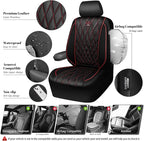 CAR PASS Piping Luxury PU Leather Two Front Car Seat Covers, Waterproof Anti Slip Seat Covers Compatible with Front Seat Armr