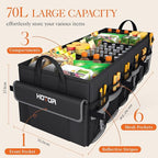 HOTOR Trunk Organizer - Car Organizer with 5 Pockets, Trunk organizer for SUV, Sedan & Van, Car Organization with Sturdy Base Panel for Car Accessories, Black, 2 Compartments, 35.4"×14.2"×10.6"