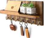 Rebee Vision Acacia Wood Key Holder Wall Mount for Home Decor - Key Holder for Wall with Floating Shelf for Hanging Coats & H
