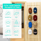 HapiRm Over Door Hat Rack - 2 Packs Hat Organizer with 8 Hooks Design, Hanging Baseball Cap Organizer Storage Holds Up to 40 