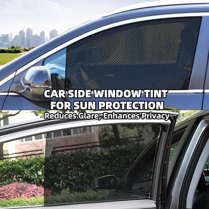 Car Side Window Sunshade Film - Removable Tint for Car Windows | Static Cling & Reusable |Superior UV & Heat Protection | 28" L*20.5" W | | Installation Kit Included (28" L*20.5" W (4 PCS))