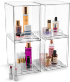 Sorbus Acrylic Storage Containers - 4 Pack, Stackable Storage Bins Set for Bathroom Organization - Clear Acrylic Drawer Organ