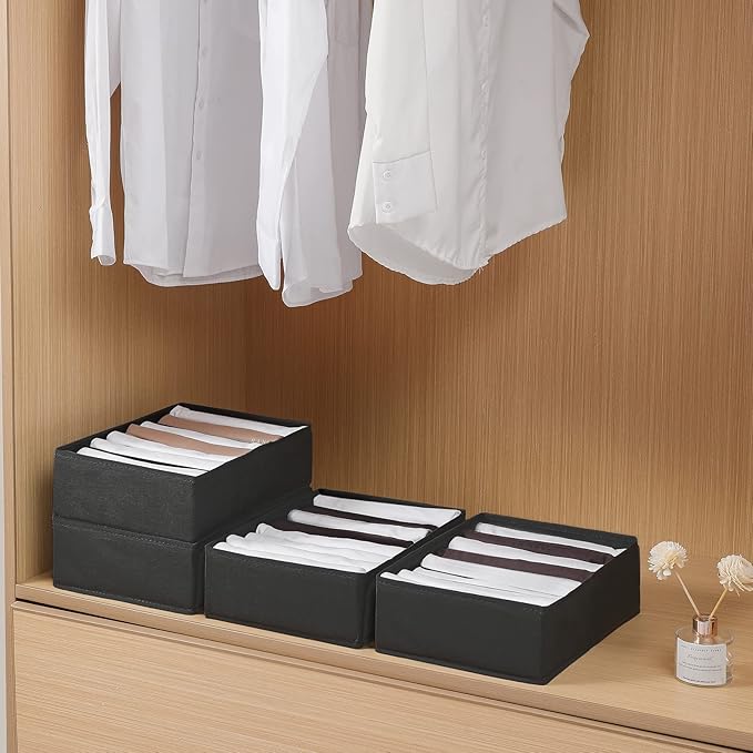 4 Packs T-shirt Drawer Organizers for Clothing,8 Grids Compartment Wardrobe Storage Box, Washable Clothes Organizer for Folde