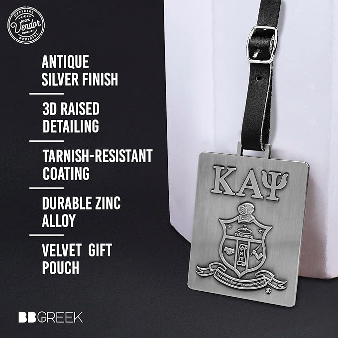 Kappa Alpha Psi Fraternity Paraphernalia - Official Vendor - Luggage Tags - Set of 2 - Greek Letters and Shield