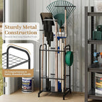 Garden Tool Organizer, Garage Tool Storage Rack, Heavy Duty Metal with Side Pegboard & Adjustable Hooks, Utility Racks for Sh