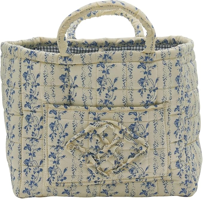 Boho Fabric Storage Basket, Large Capacity Laundry Basket, 12.2'' x 10.23'' x 10.23'' Collapsible Laundry Hamper with Easy Ca