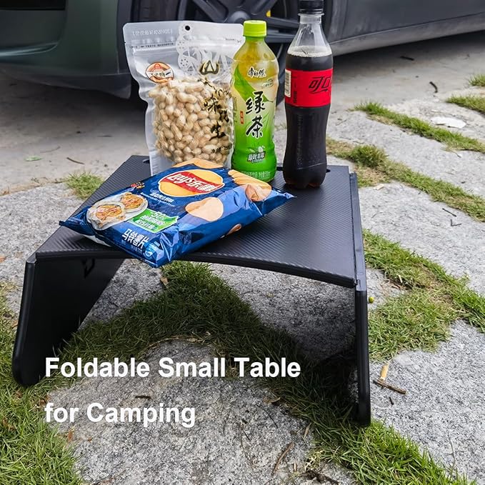Car Laptop Desk Fit for Tesla Model Y/3, Carbon Fiber Tray, Steering Wheel Table for Eating and Working, Car Tray Table for Driver&Passenger with Dual Folding Strong Hinge
