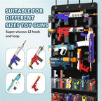 Over Door Toy Gun Storage, Hanging Organizer for Toy Guns, Hanging Toys Organizer with Pockets, Hook&Loop Straps for Foam Bla