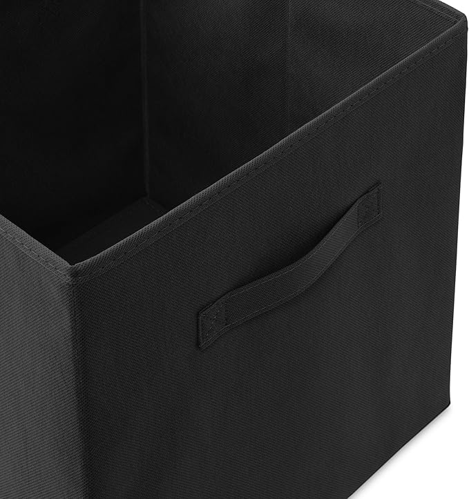 Casafield Set of 6 Collapsible Fabric Cube Storage Bins, Black - 13" Foldable Cloth Baskets for Shelves, Cubby Organizers & M