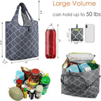 BeeGreen Reusable Shopping Bags for Groceries Reusable Gifts Bag - Grocery Bags Foldable 6 Pack Cute Holiday Cloth Bags With Handles - Large Tote Bag Bulk Heavy Duty Polyester Washable Geometry