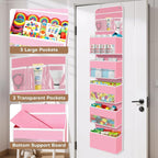 SpaceWhisper Over the Door Organizer, 6 Large Pocket Hanging Storage Organizer with 40lb Capacity, Space Saving for Nursery, 