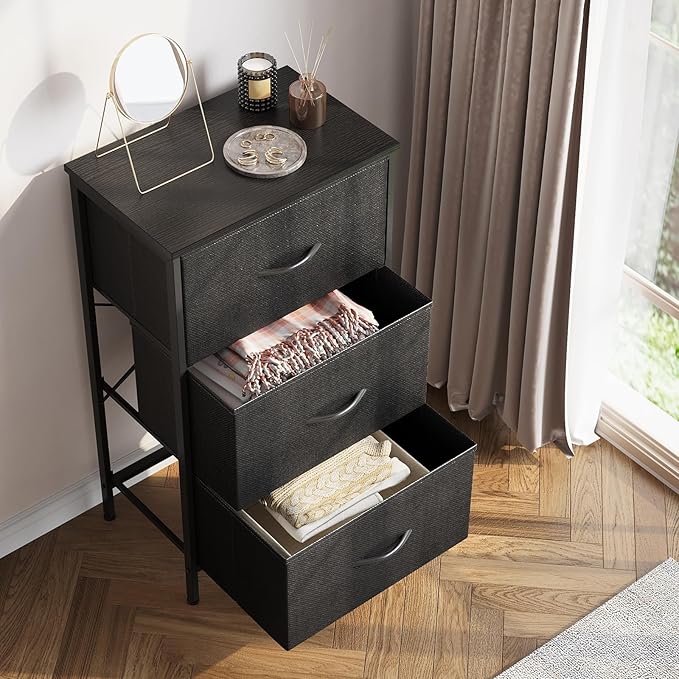 AODK Dresser for Bedroom Nightstand Small Dressers Chest of Drawers End Table for Living Room, Closet Dresser with 3 Storage 