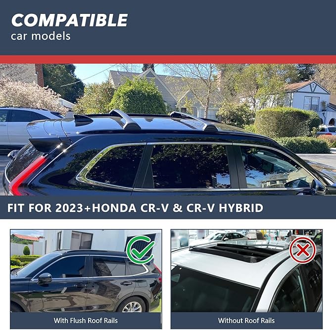 Roof Rack Cross Bars for 2023 2024 2025 2026 Honda CR-V CRV & CR-V Hybrid with Side Rails, Aluminum Crossbar Luggage Rack for Rooftop Cargo Carrier Bag Kayak Canoe Bike Snowboard Skiboard