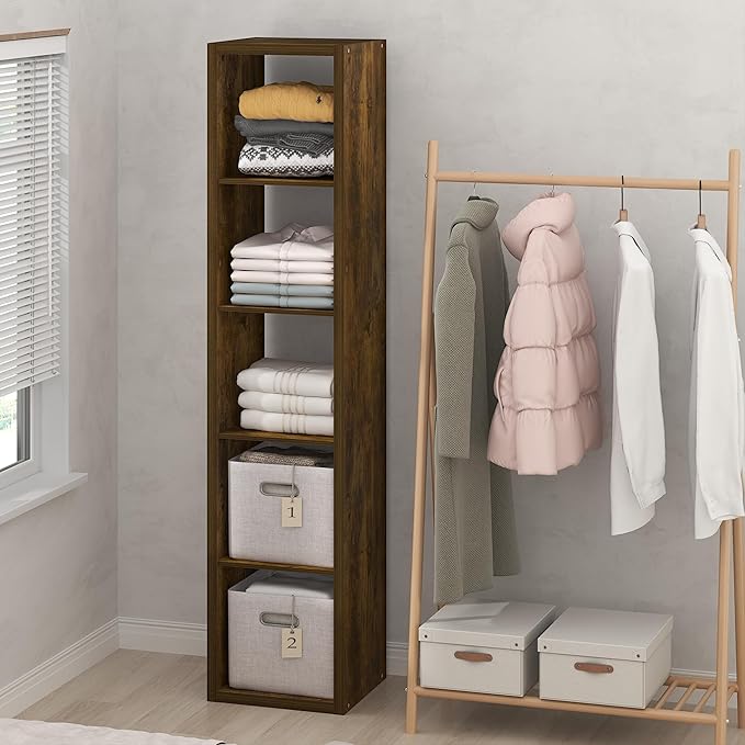Furinno Cubic Closet Organizers and Storage, 5-Cube Closet Organizer, Open Shelf Closet Storage, Extra Thick Frame for Wardro