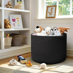 MEGASKET 115L Super Large Black Blanket Basket, 23.6"x15.7" Woven Rope Bin for Storage, Oversized Kids Dog Toy Storage Box Bi