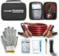 Car Emergency Safety Kit Bag with Jumper Cables, Tire Pressure Gauge, Auto Vehicle Safety Road Side Assistance Kits Essential