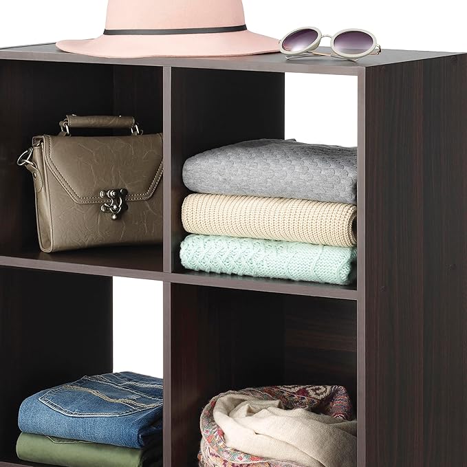 Whitmor 6 Cube Storage Organizer, 3 Tier Stackable Mdf Wood Bookcase, Open Storage Display Bookshelf, Storage Cabinet for Liv