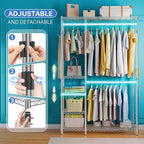Simple Trending Heavy Duty Clothing Rack Loads 450 LBS, Garment Racks with Adjustable Shelves for Hanging Clothes, Metal Ward