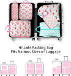 6 Pcs Compression Packing Cubes, Packing Cubes for Travel, Waterproof Luggage Organizer Bags Set, Cute Packaging Cubes for Wo