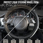 CAR PASS Bling Diamond Black Leather Steering Wheel Cover, Studded Crystal Rhinestones Universal Fit 14" 1/2-15" Glitter for Women Sparkle Girl Fit Suvs,Vans,Sedans,Car,Trucks, Multicolor Diamond