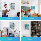Wall File Organizer - Hanging File Organizer with 5 Hooks, Mail Holder Wall Mounted for Papers, Folders, Magazines, Bills, 4 