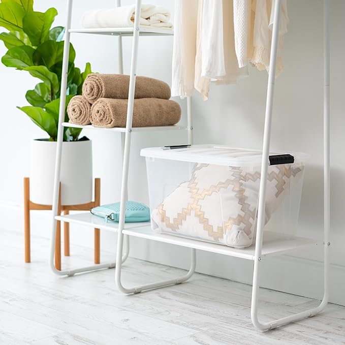 IRIS USA 40 QT Plastic Storage Box with Lid and Latches - 6 Pack - BPA-Free, See-Through Organizing Solution, Durable Nestabl