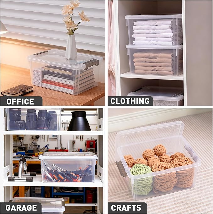 Citylife 17 QT Plastic Storage Bins with Lids Latching Stackable Storage Containers for Organizing Large Clear Storage Box fo