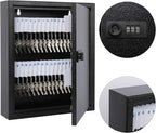 KYODOLED Locking Key Cabinet, 60 Key Storage Lock Box with Code, Key Box Wall Mount with Combination Lock, Key Hooks & Tags K