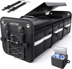 HOTOR Trunk Organizer - 3-Compartment Car Organizer and Storage with Cooler Bag, Foldable Car Storage Organizer for SUV with