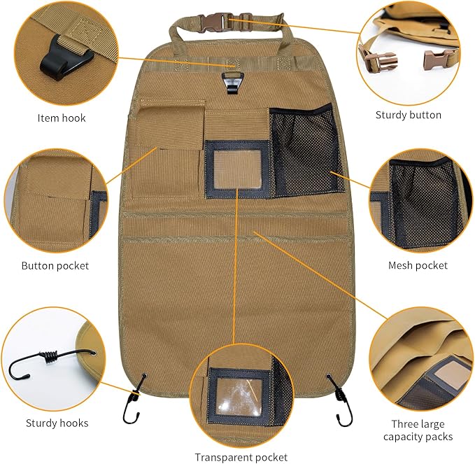 Back Seat Car Organizer with Car Storage Bags, Universal Car Organizers and Storage Truck Organizer(Brown)