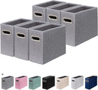 6 Packs Letter Size File Organizer, File Folders Organizer, Fabric Storage Box, Collapsible Paper Organizer with Metal Handle