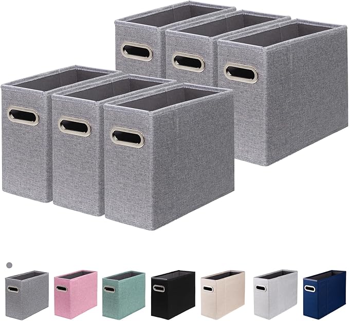 6 Packs Letter Size File Organizer, File Folders Organizer, Fabric Storage Box, Collapsible Paper Organizer with Metal Handle