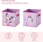 Idea Nuova Disney Minnie Mouse Set of Two Spacious Collapsible Storage Cubes, 10"x10", Minnie Mouse / Pink