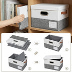 PRANDOM Storage Bins with Lids [3-Pack] Linen Fabric Foldable Storage Boxes Organizer Containers Baskets Cube with Cover for 