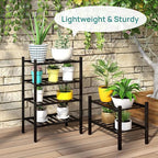 viewcare Black Small Shoe Rack for Entryway, 4-Tier Bamboo Shoe Organizer for Hallway Closet, Free Standing Shoe Racks for In