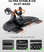 1Zero CD Slot Mount for CarPlay Screen, 360° Rotation Tool-Free Installation CarPlay CD Mount Compatible with 7-11 Inch Portable Car Play Screens & GPS Navigation