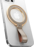 andobil [2026 Premium Leather] Magnetic Phone Grip for MagSafe [Longest Durable] Adjustable Phone Ring Kickstand w/Leather Loop Compatible with MagSafe Accessories&iPhone 17 Air 16 15 Pro Max Greige