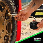 Rhino USA Rapid Tire Deflators with Gauge (0-60psi) Automatic & Adjustable Tire Air Down Tool - Large 2" Easy Read Glow Dial & Solid Brass Hardware - Best Offroad Deflator for Jeep, Truck or ATV